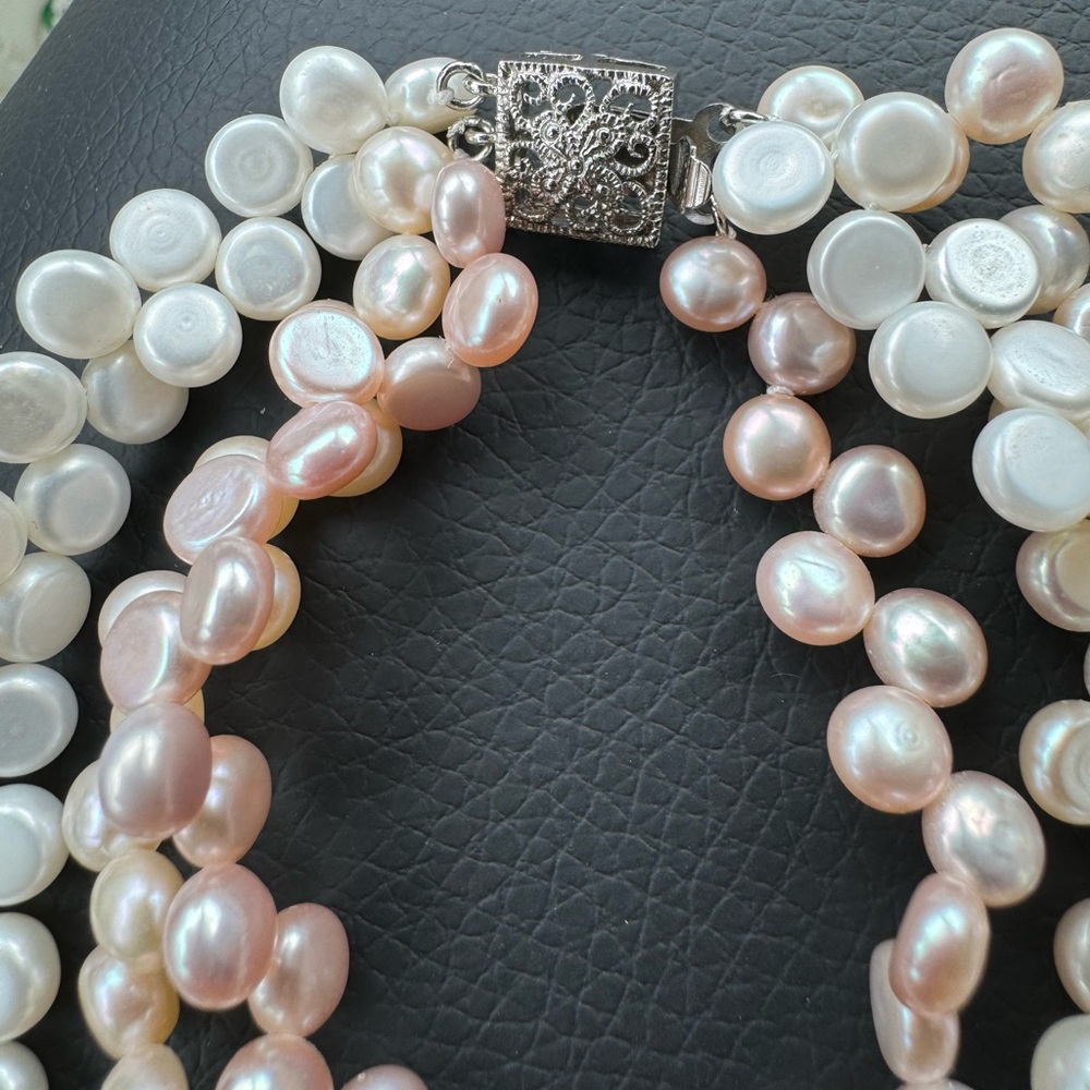Real Natural Pearl Necklace 4 strands